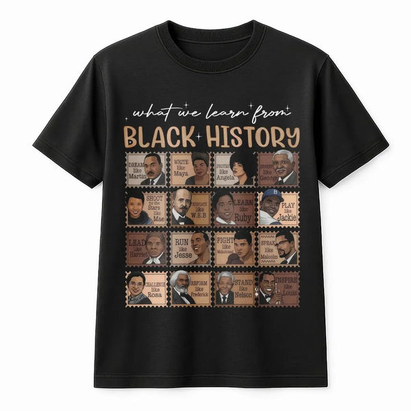 Black History Month T-Shirt | Inspirational African American Icons Graphic | Premium Cotton Unisex Tee | Gift for Educators &
