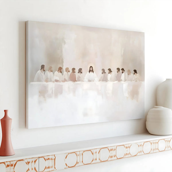 The Last Supper Canvas Print | Minimalist Jesus and Apostles Wall Art | Premium Gallery Wrap Decor | Christian Home Gift for 