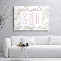 Personalized Monogram Canvas Wall Art | Custom Initial Floral Rose Design | Gallery Wrapped Premium Quality | Elegant Home Decor Gift for Women