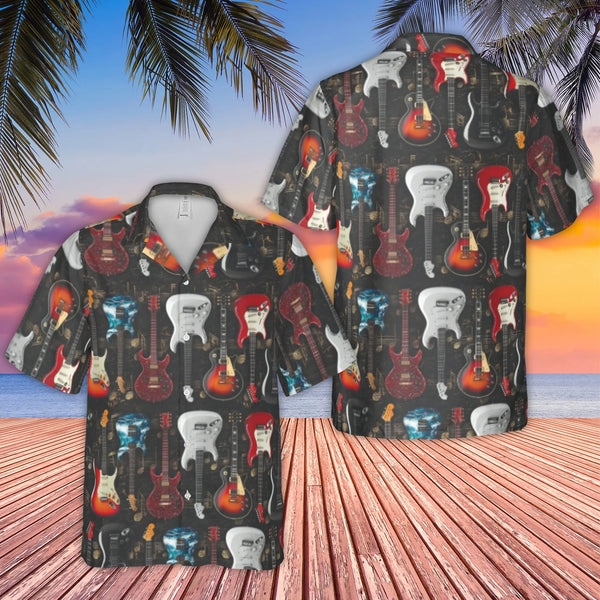 Electric Guitar Hawaiian Shirt | Music Lover All-Over Print | Lightweight Breathable Polyester | Premium Musician Gift for Me