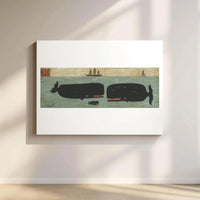 Whale Wall Art | Nautical Folk Art Print | 1.25" Premium Gallery Wrapped Canvas | Coastal Home Decor Gift for Ocean Lovers