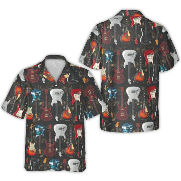 Electric Guitar Hawaiian Shirt | Music Lover All-Over Print | Lightweight Breathable Polyester | Premium Musician Gift for Me