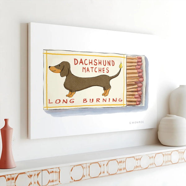 Dachshund Wall Art | Whimsical Dog Illustration Canvas | Premium Gallery Wrap Decor | Gift For Dachshund Lovers