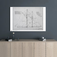 Bluenose Schooner Sail Plan Canvas | Vintage Nautical Blueprint Wall Art | 1.25 Inch Gallery Wrap | Gift for Sailors & Maritime Enthusiasts